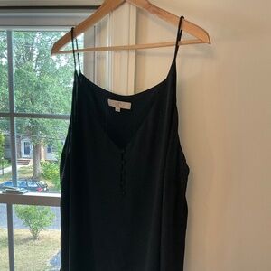 Breezy Camisole Tank Blouse Button Front Black Ann Taylor LOFT size 22
